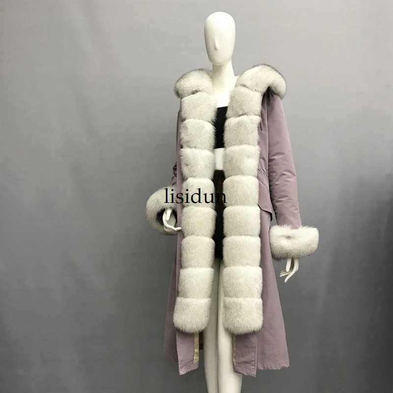 

2020 fashion winter jacket women Real Fur coat natural Real fox Fur collar loose long parkas big fur outerwear Detachable