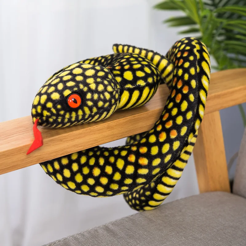

110cm Cobra Stuffed Doll Simulated Colorful Snake Forest Animal Plush Toy Props Decorate Children Present
