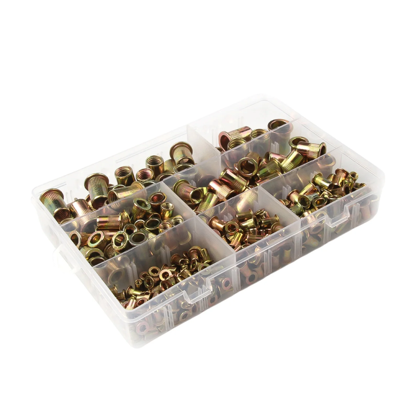 

Заклепочные гайки M3/4/5/6/8/300, 10/12 шт., высокая твердость, коррозионная стойкость, вертикальные узоры, цветные цинковые заклепки, коробка для хр...