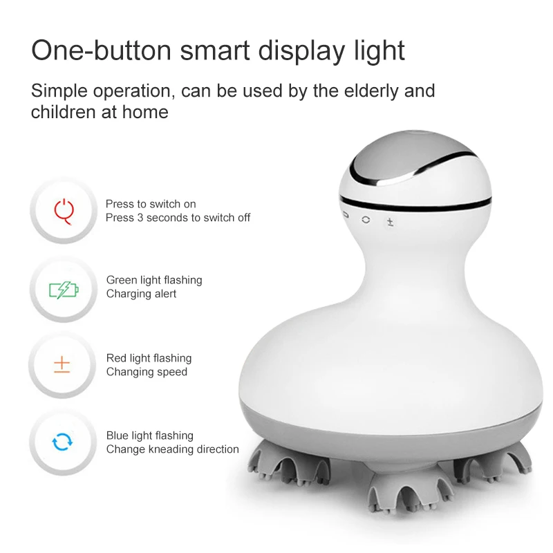 Новинка 2021 водонепроницаемый Электрический массажер для головы 3D беспроводной