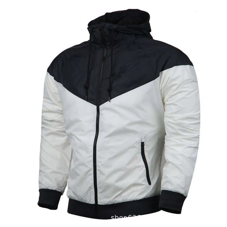 

2021 Custom Logo Men Jacket Rainproof Hoodies Splice Fashion Zipper Man's Windbreaker Casual Coats Spring Autumn Thin Tops