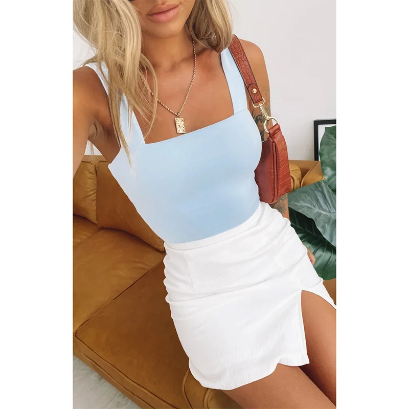 Кроп-Топ женский синий женская футболка топы для женщин майки 2021 жилет y2k корсет