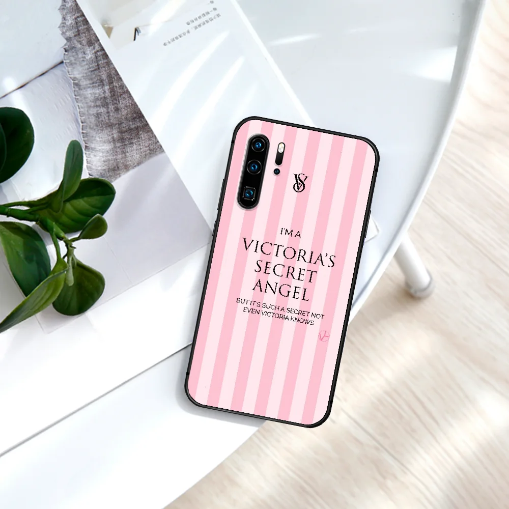 

LOVE Pink Victoria Luxury Brand Phone Case For Huawei P Mate Smart 10 20 30 40 Lite Z 2019 Pro black Hoesjes 3D Etui Silicone