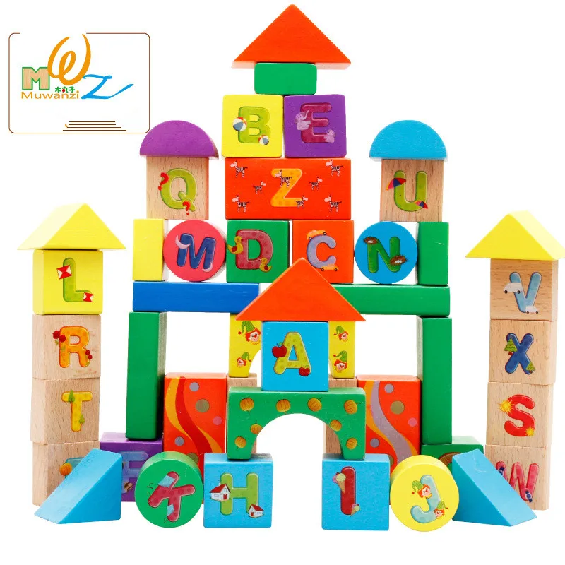 Детский Деревянный конструктор с английским алфавитом 36 шт. набор строительных