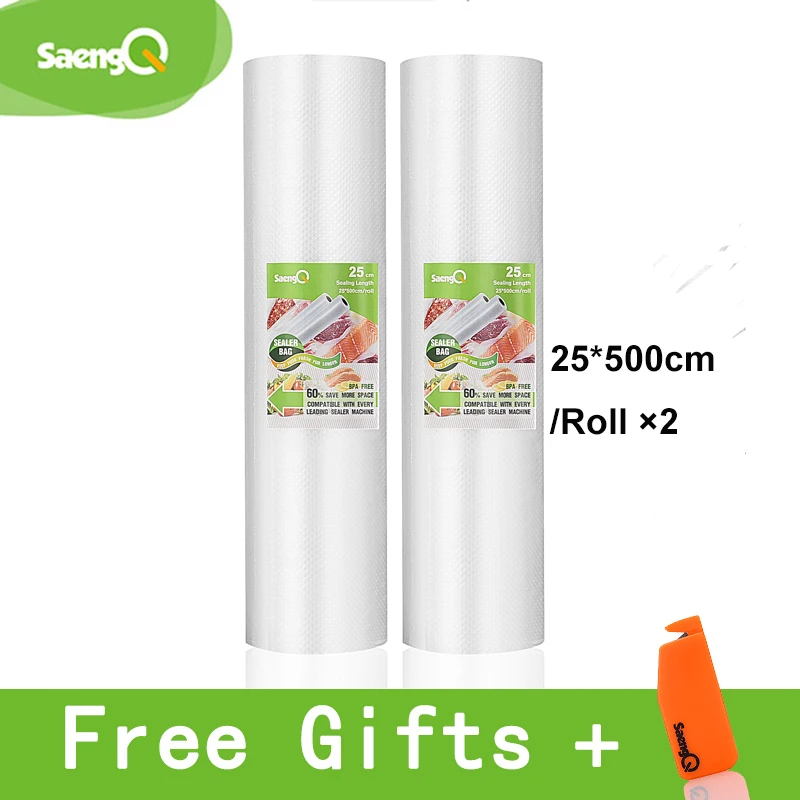 25cm-2pcs SaengQ 5 рулонов/много жизни Кухня Еда вакуум сумка сумки для хранения для вакуумный упаковщик еда свежий долго сохраняя 12+ 15 20 25 30 см* 500 - Цвет: 25cm-2pcs