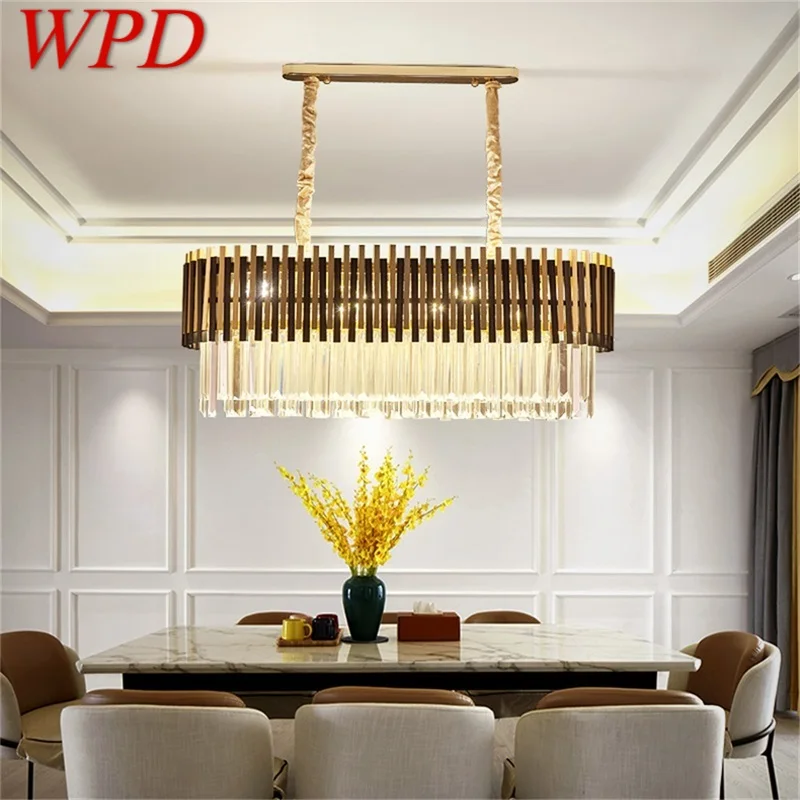 

WPD Postmodern Black Oval Chandelier Fixtures Crystal Pendant Lamp Luxury Light Home LED for Living Dining Room