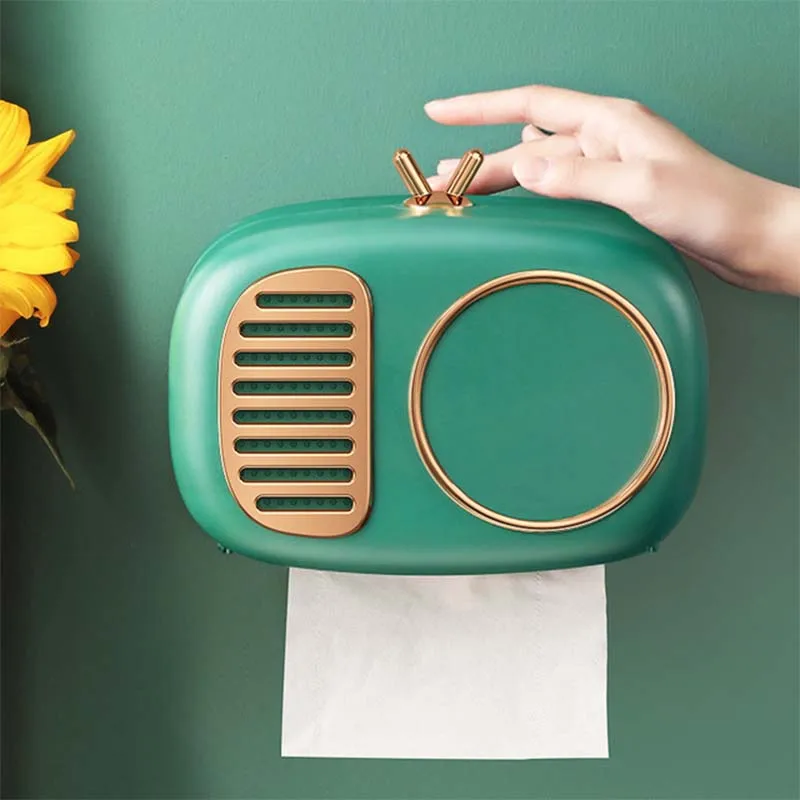 Retro Radio Model Toilet Paper Roll Holder Tissue Box Wall Mounted Waterproof Tray Tube Stand Case Bathroom Product | Дом и сад