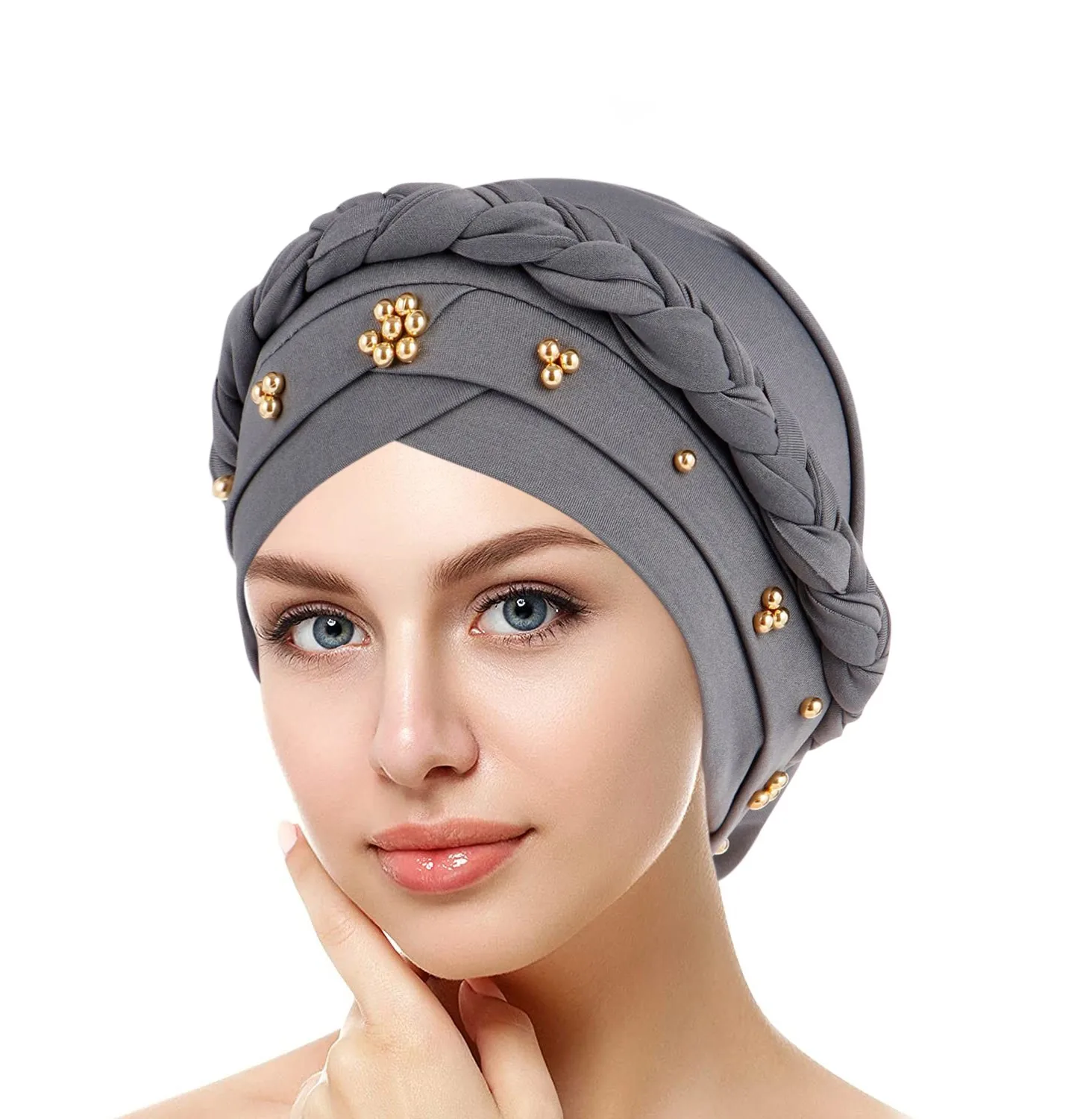 

Head Scarf for muslim women solid cotton turban bonnet hijab Caps white pearl Inner hijabs femme musulman arab wrap turbantes