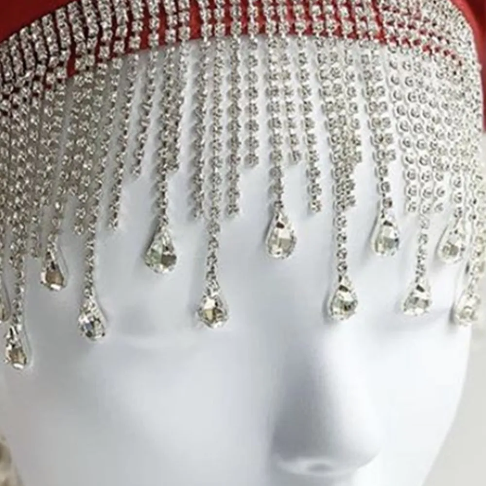 Женская цепочка для волос с кисточками и кристаллами свадебная на голову в форме