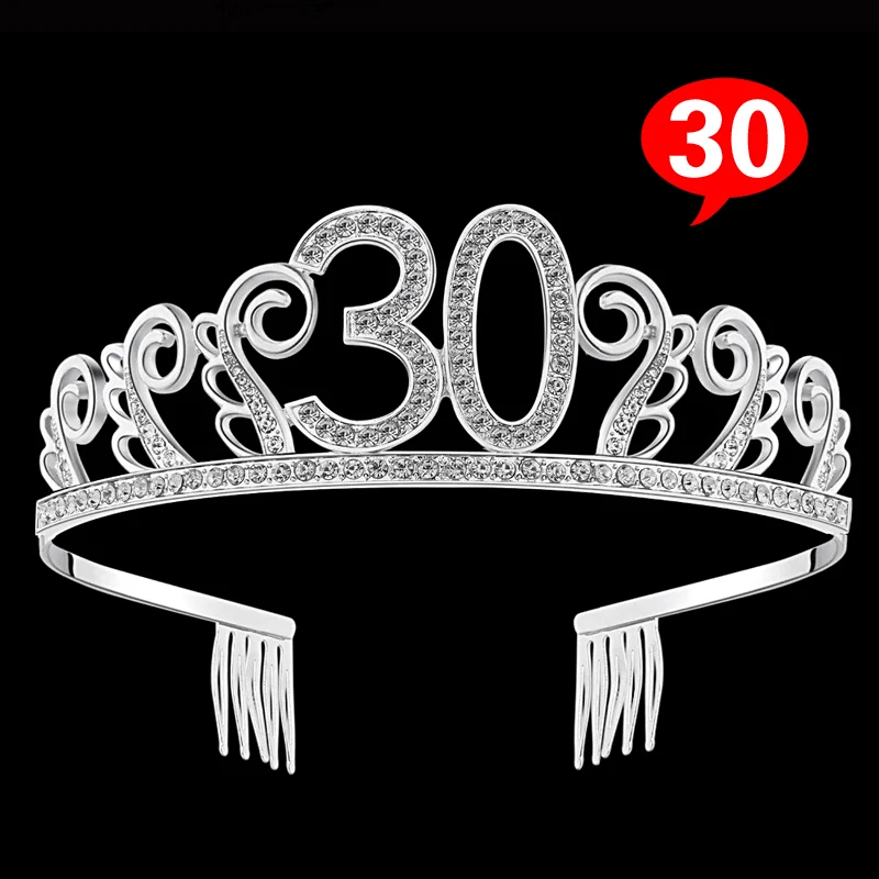 Happy Birthday Crown резинки для волос для Для женщин Для мужчин номер 18/20 Вт, 30 Вт, 40 диадемы украшения для волос аксессуары для дня рождения - Окраска металла: 30 Years old