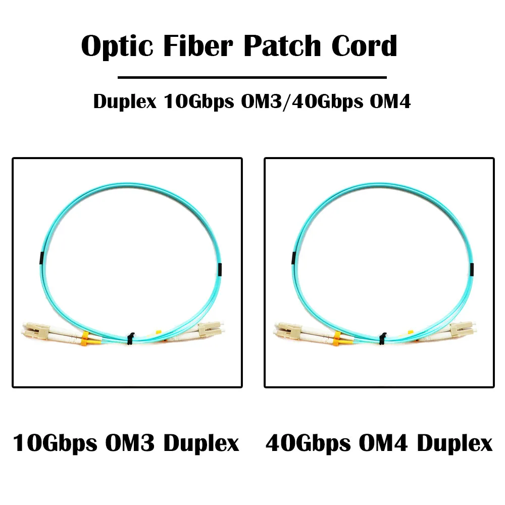 Оптоволоконный патч корд дуплексный 1 0 м LC UPC до 10 Гбит/с OM3/ 40 OM4 мм 50/125 2 мм|lc to lc|fiber