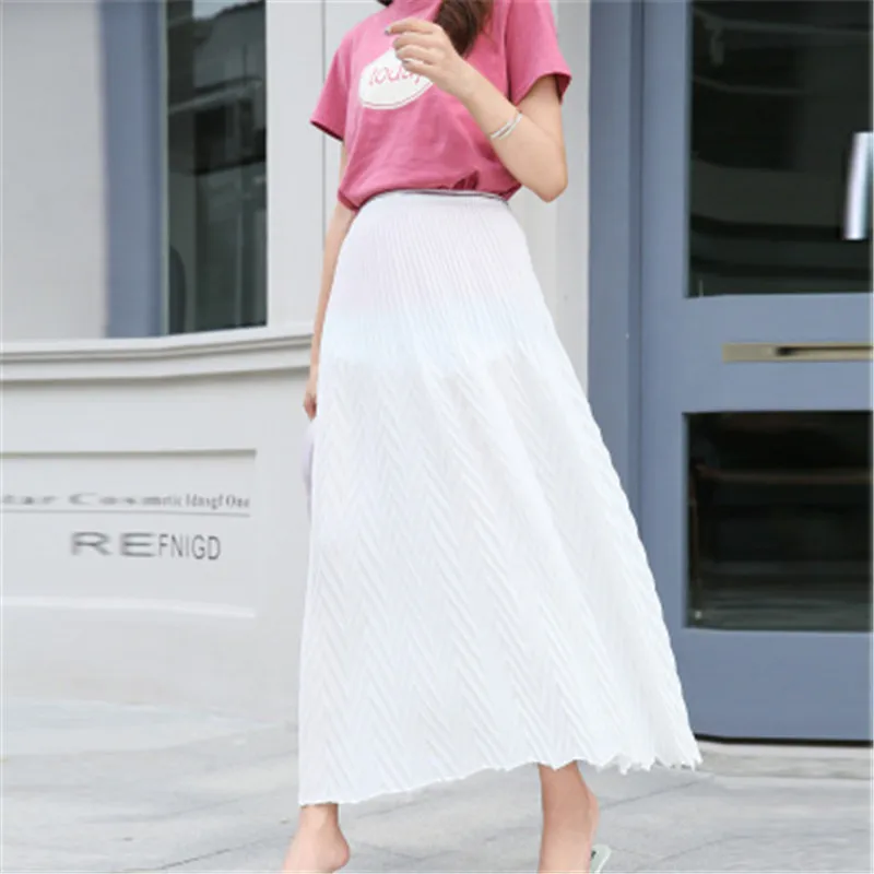 

Miyake skirt female summer 2020 new mid-length casual fashion all-match solid color high waist chiffon pleated skirt