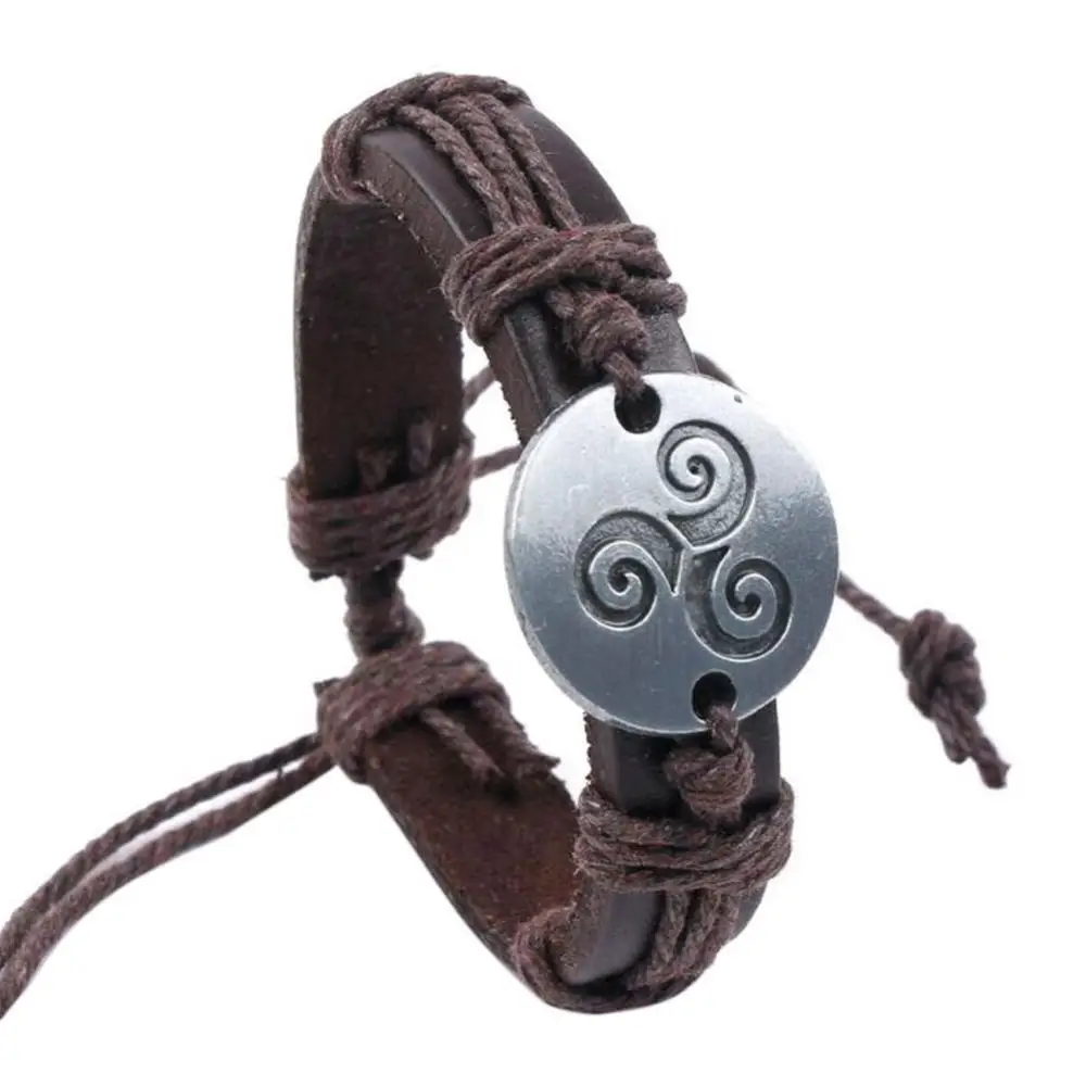 

Винтажный Мужской Браслет, спиральный круглый очаровательный плетеный браслет «сделай сам» из искусственной кожи, браслеты дружбы, аксесс...