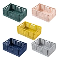 folding collapsible plastic storage crate box stackable home cosmetic sundries organizer box fruit food toys storage bin s l x