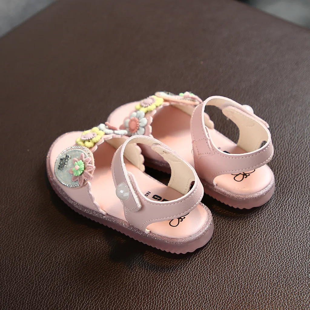 

Sandals Toddler Kids Baby Girls Cute Floral Soft Sole Leather Princess Shoes Beach Sandals Children Sandals Girls Jun13