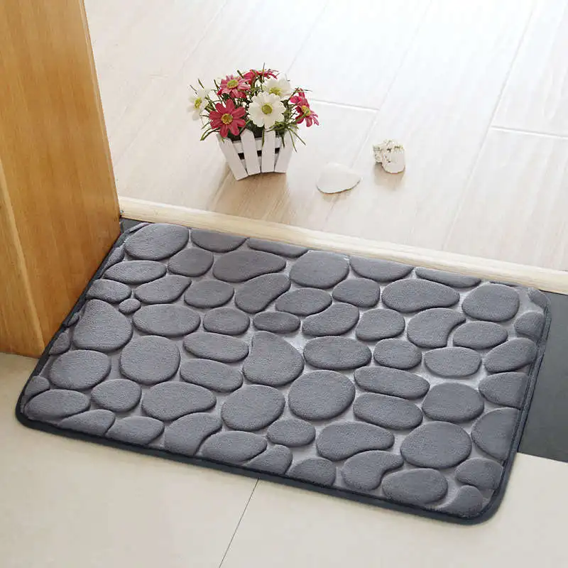 grey stones Коралловый бархатный коврик для туалета, супер впитывающий коврик для душа, мягкий коврик для ванной комнаты, Противоскользящие коврики для ванной, разные цвета - Цвет: grey stones
