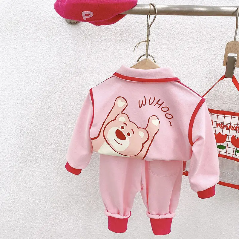 

Girls thickened sports suit 2022 winter new style foreign children's baby sweater trousers casual two-piece suit trend