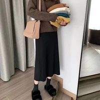 autumn winter new warm skirts women fashion knitted high waist pleated skirts vintage a line skirts women package hip skirt
