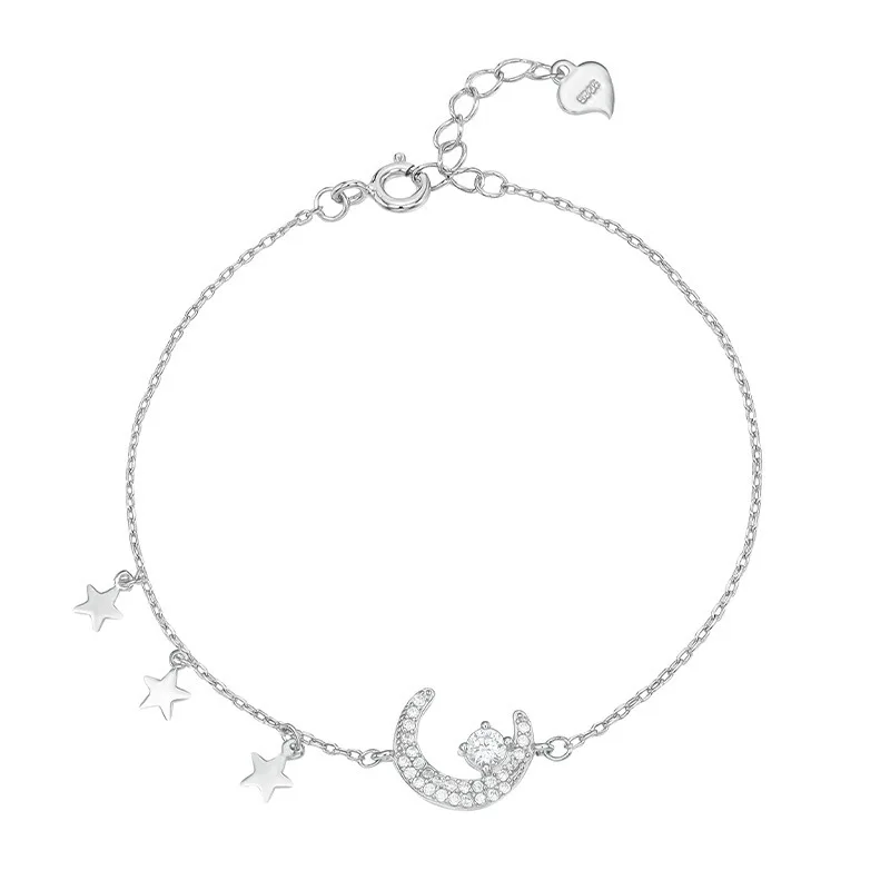 

S925 Sterling Silver Star Moon Bracelets For Women Korean Version Luxury Temperament Fashion Link Chain Charm Bracelet Jewelry