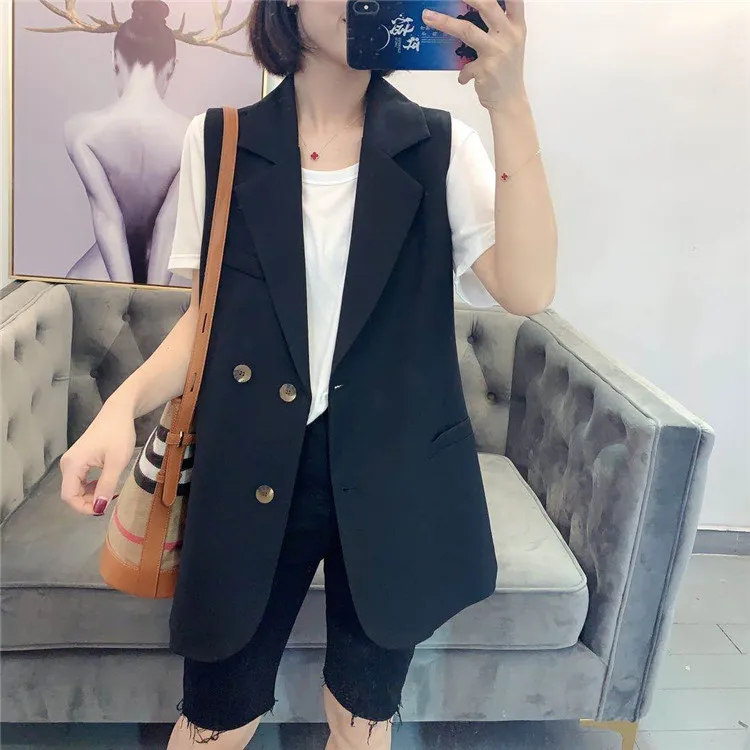 

Fashion Vest Waistcoat Colete Pocket Elegant Women Sleeveless Brand Office Casual Lady Solid Pink