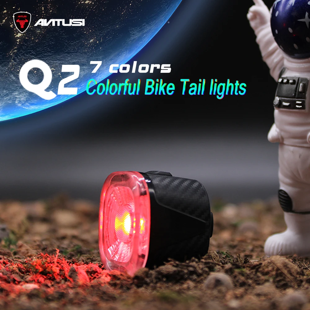 

Bike Taillight High Performance 7-Color Road MTB Bicycle 7 Colorful Warning Rear Lights IPX6 Waterproof