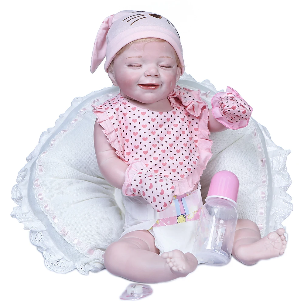 

50cm Doll High Quality Silicone Humanoid Doll Rebirth Baby Doll Soft Newborn Comfort Doll With Milk Bottle
