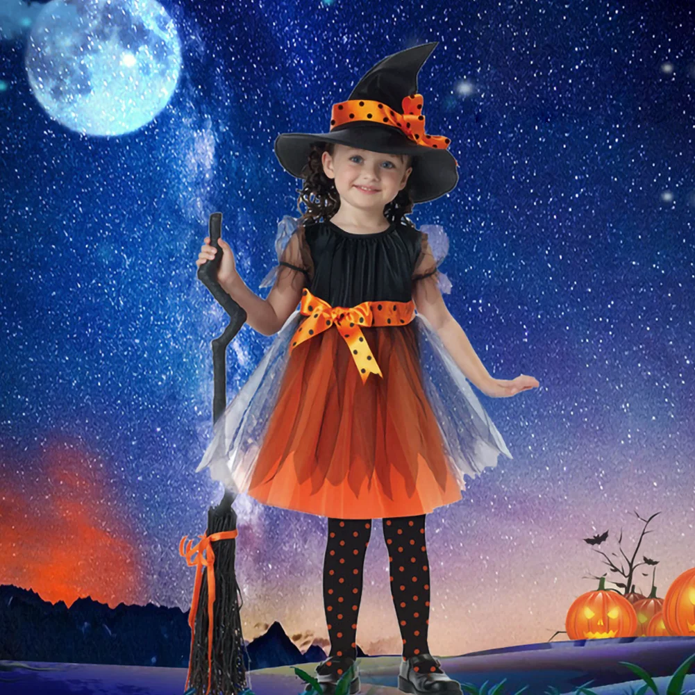 

Костюм на Хэллоуин для маленьких девочек, Детский костюм ведьмы вампира, костюм для девочек для косплея, карнавальной вечеринки, нарядное п...