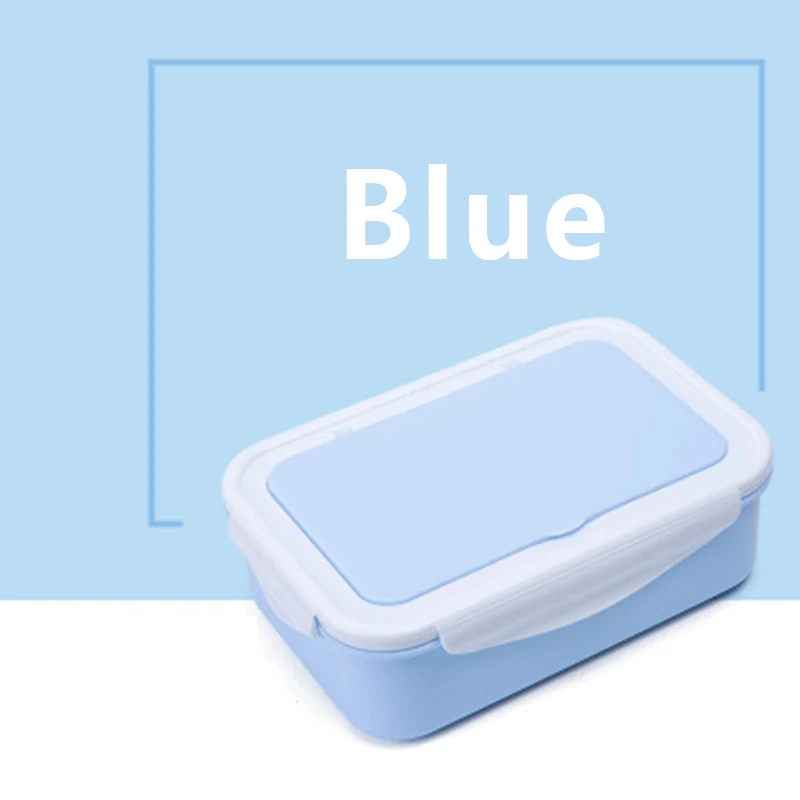 Blue lunch box 1400 мл, японский контейнер для обеда, Bento box, контейнер для хранения еды, Bento с ложками, палочки для еды для детей - Цвет: Blue lunch box