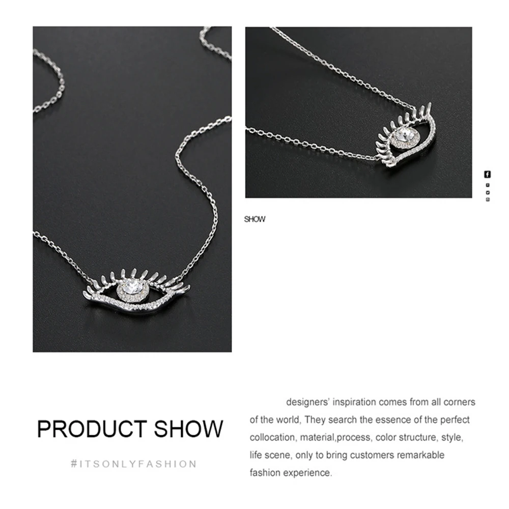 

Sterling S925 Classic Popular Silver Key Devil Eye Necklace Student Simple Clavicle Pendant Jewelry Festival