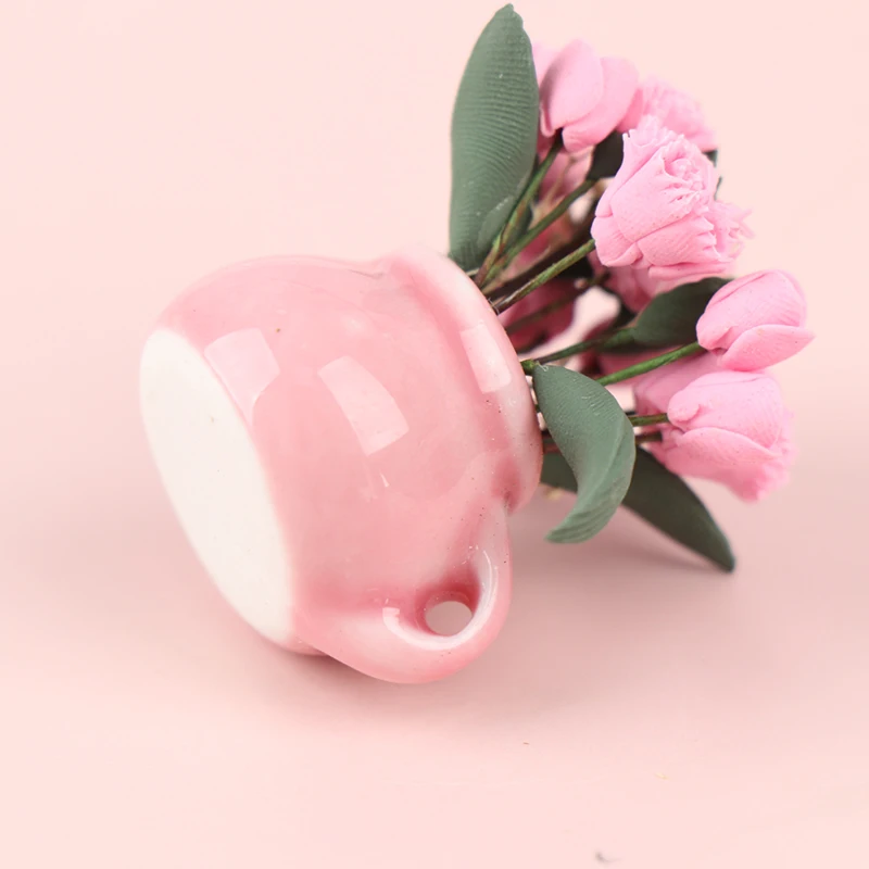 

1:12 Dollhouse Miniature Carnation Potted Plant Flowers Pot Simulation Flower Pot DollHouse Decor Bonsai Model Kids Play Toy