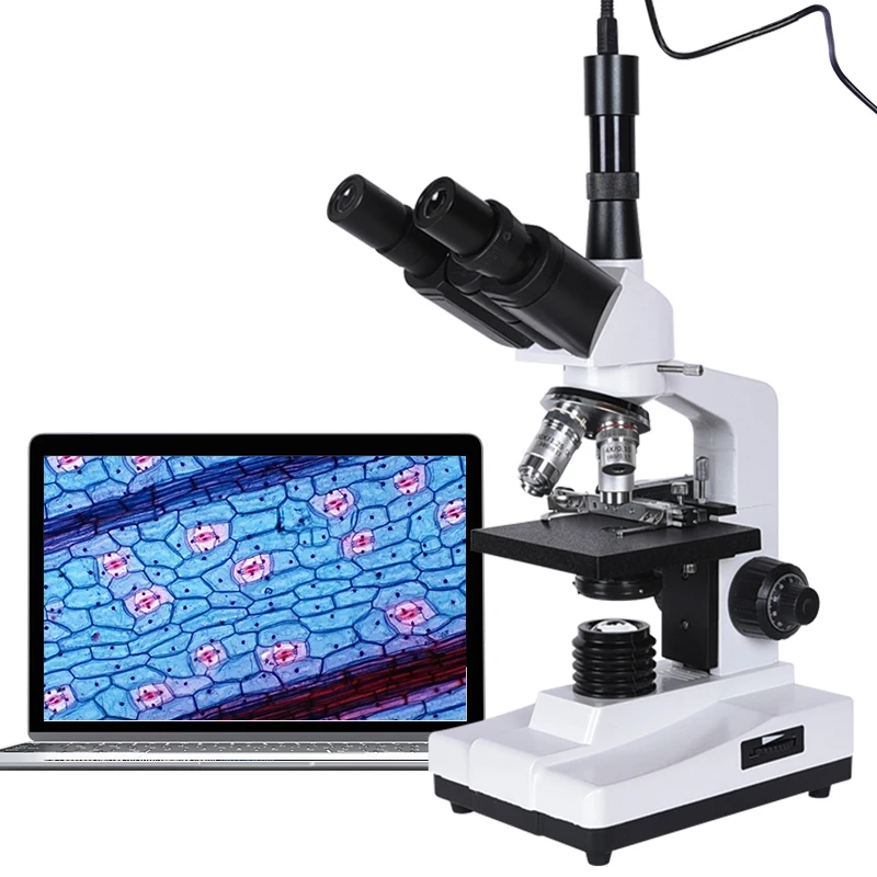 

Professional Lab biological HD trinocular microscope zoom 1600X eyepiece electronic 7-inch LCD led Light smartphone stand USB