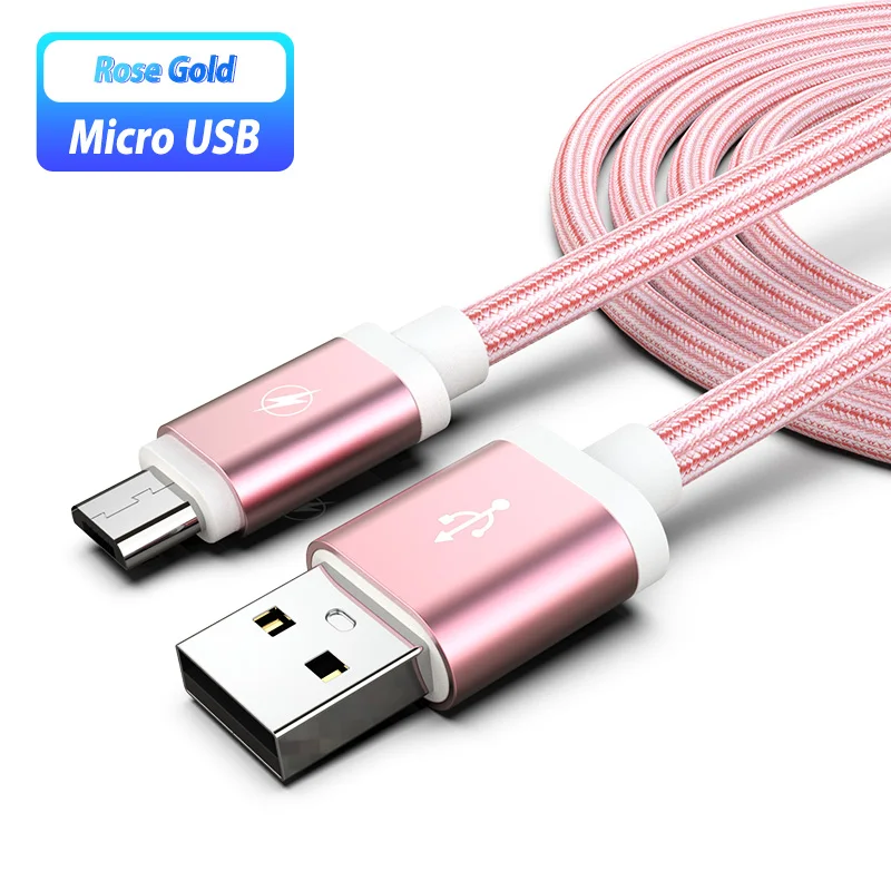 Micro usb зарядный кабель для Xiaomi Redmi Note 6 Pro 5 huawei Y9 Y7 Y6 Быстрая зарядка Microusb каво Usb микро зарядное устройство Шнур - Цвет: rose gold