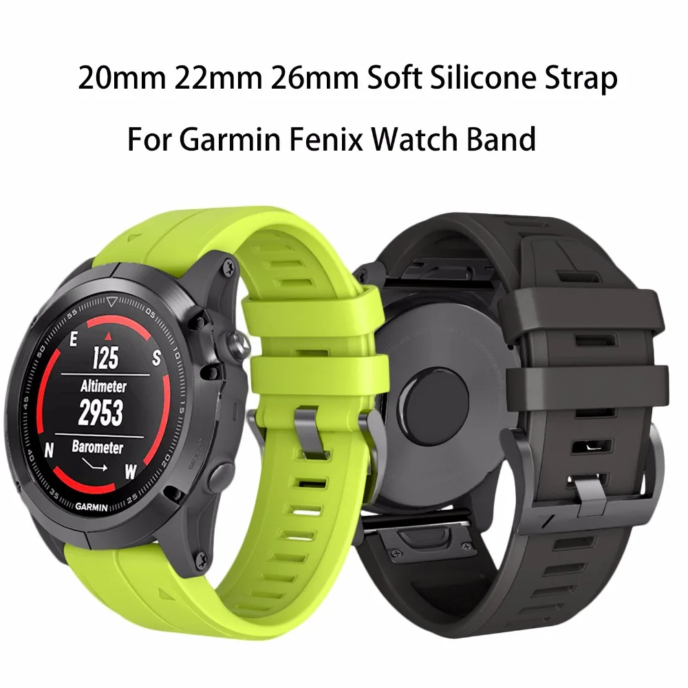 20 мм 22 мм 26 мм силиконовый быстросъемный ремешок для часов Garmin Fenix 6X/6X Pro/Fenix 5X/5X Plus/Fenix 5S/5S Plus/3/3HR SmartWatch