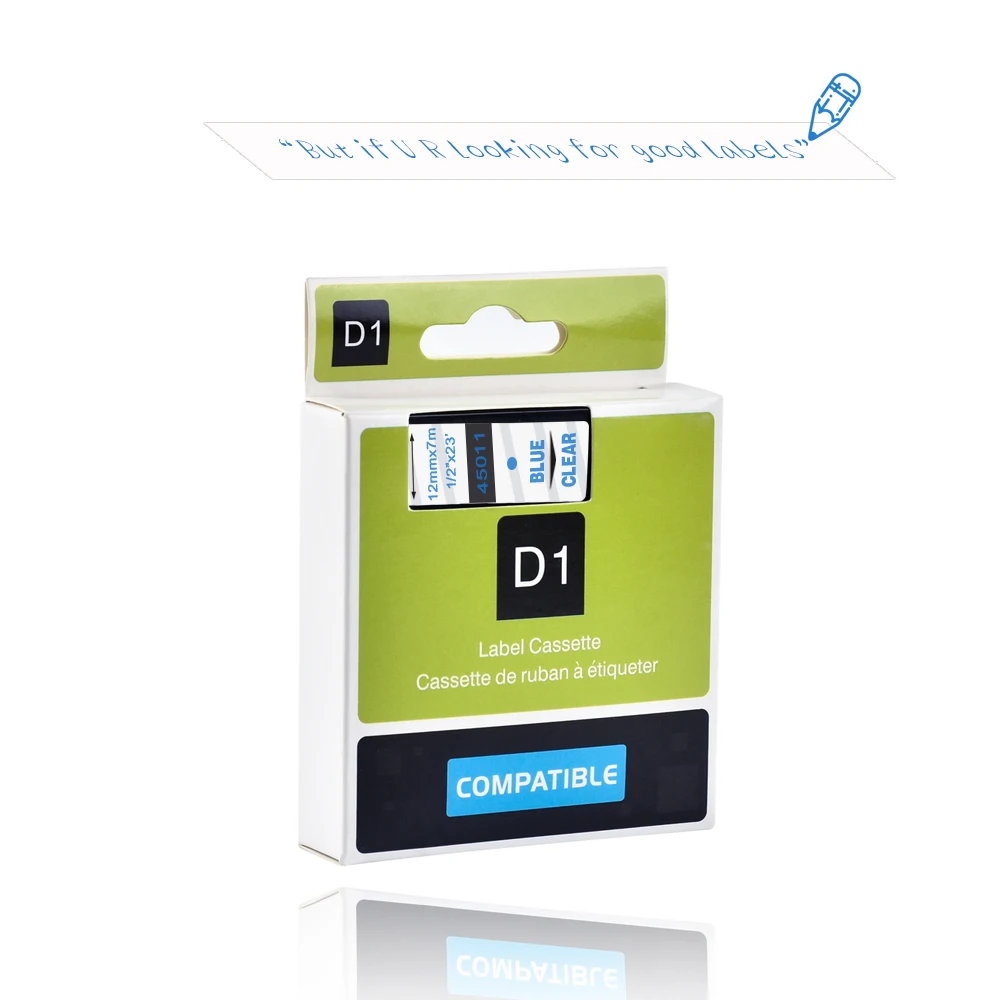 45011 синий на прозрачном 12 мм лента для маркировки D1 ленты с лейблом принтера Dymo Label
