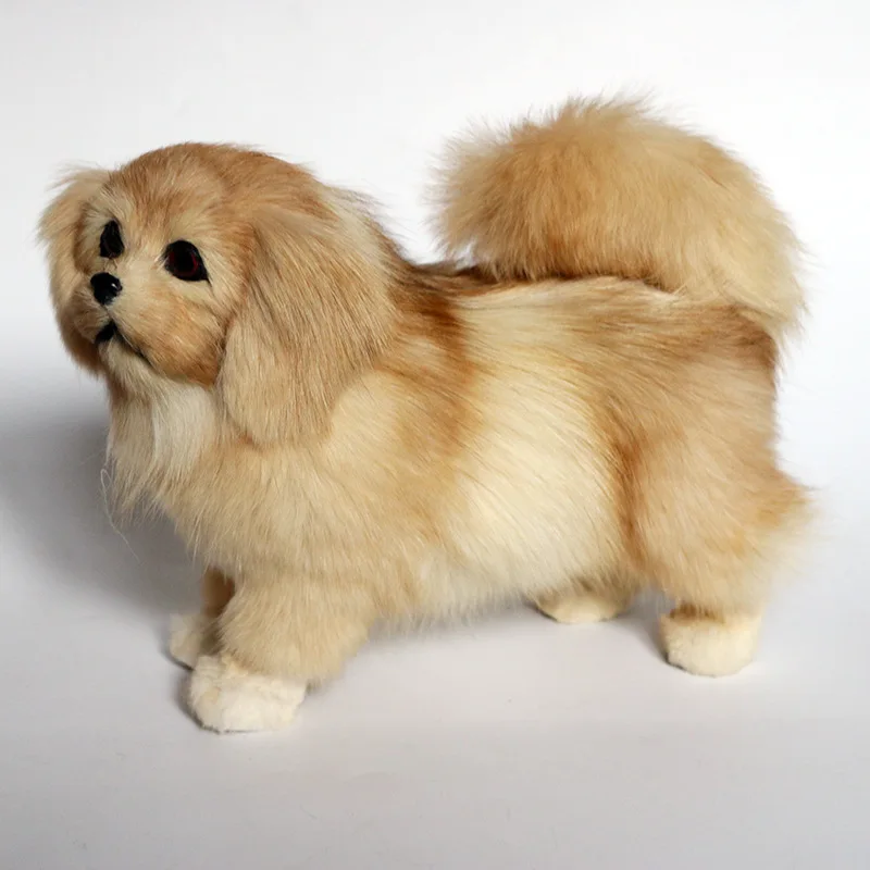 

10.6" Simulation Small Docile Small And Medium Pekingese House pet Home Decoration Birthday present Action Figure Toy 26CM J20