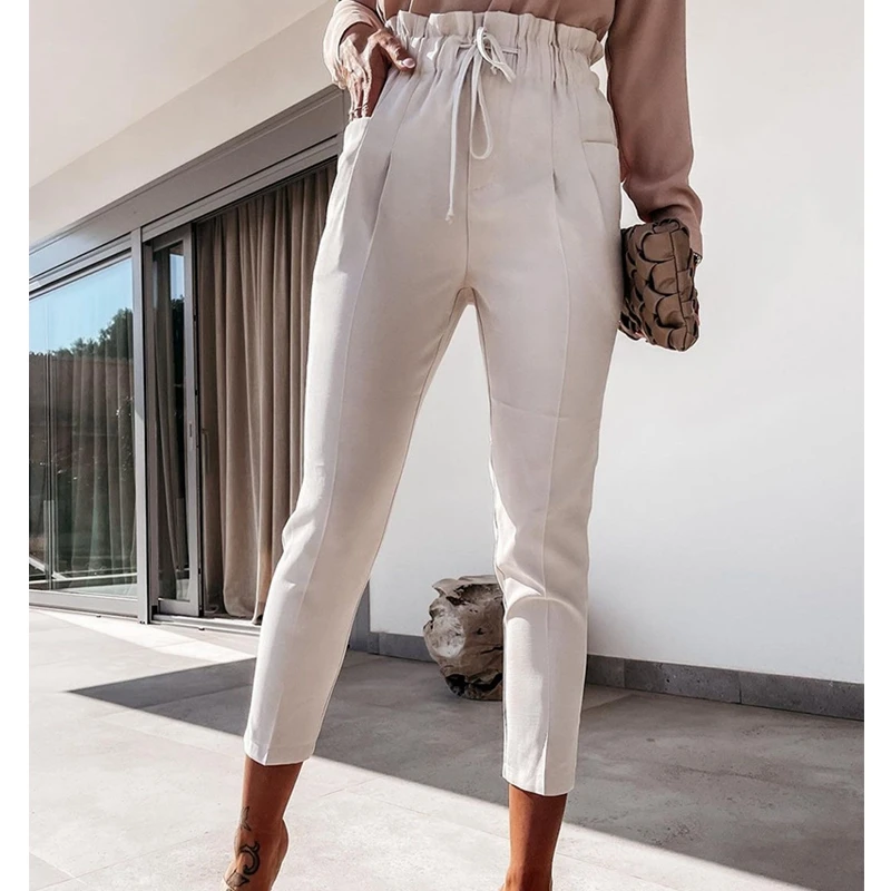 

Брюки Wepbel Женские однотонные, уличная одежда, брюки-карандаш с завышенной талией, повседневные брюки-карандаш, осень