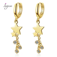 925 sterling silver earrings female sweet diamond star buckle long tassel star earrings ear hook jewelry female hoop earrings