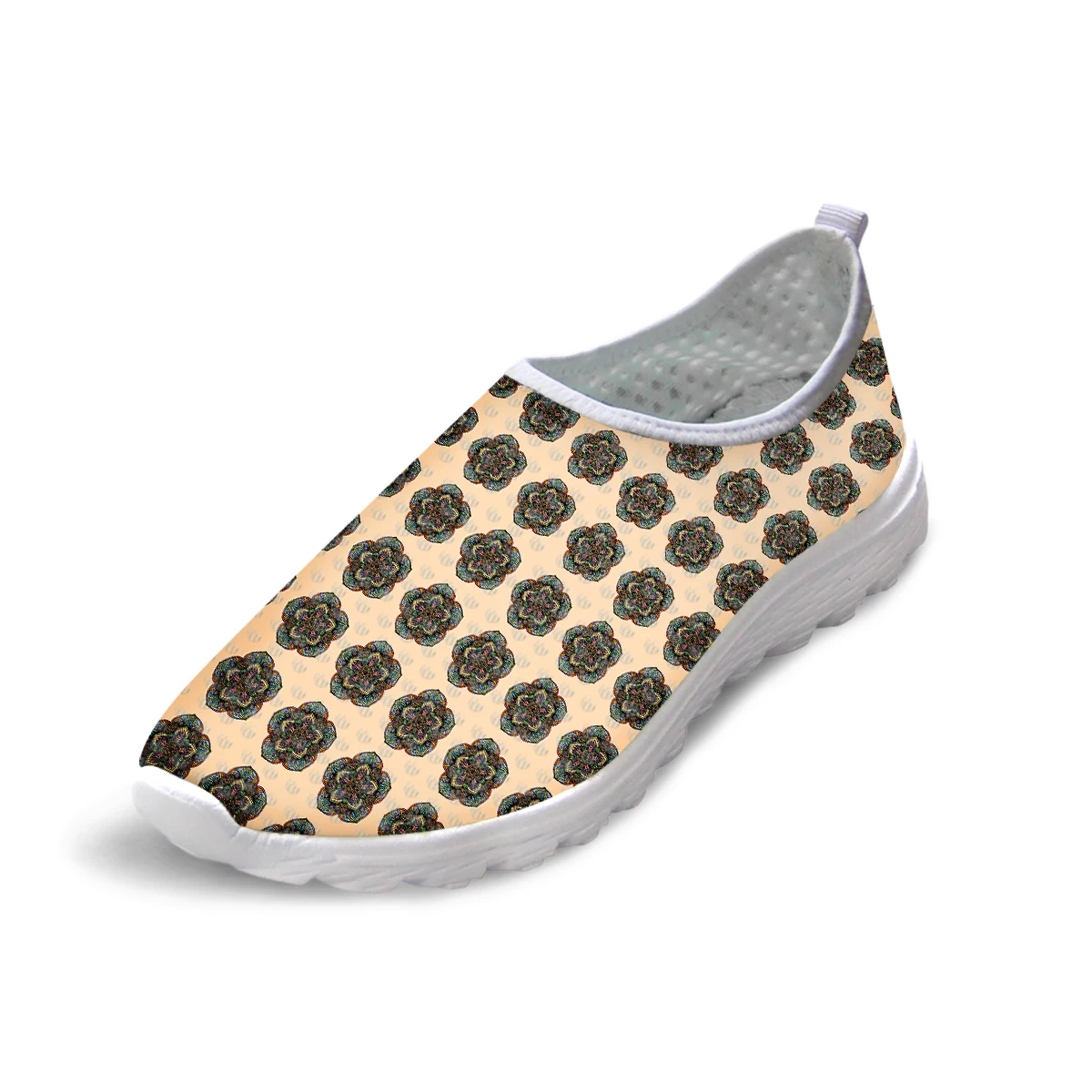 Женские кроссовки для бега на плоской подошве с цветочным принтом|Обувь без