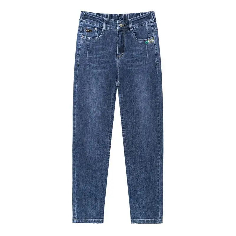 

Thin jeans women's spring and autumn 2021 new loose large pants women's pants spring high waist straight tube daddy pants