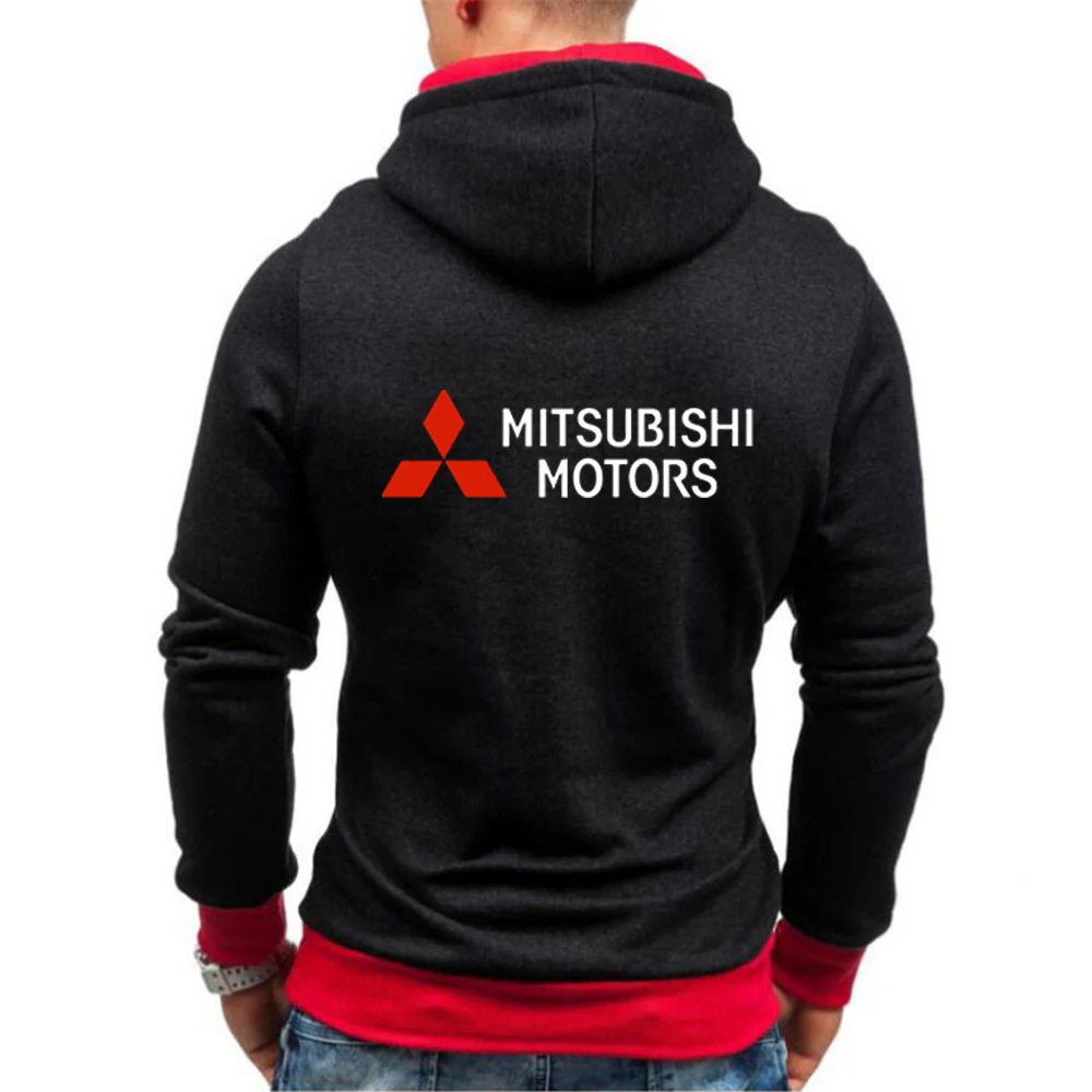 

New Mitsubishi Logo Men's Casual Zipper Hoodies Sweatshirts Male Solid Color Hooded Outerwear Casual wear Tops