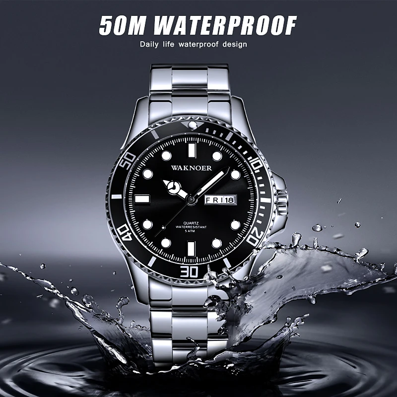 

Часы наручные WAKNOER Мужские кварцевые, водонепроницаемые до 50 м