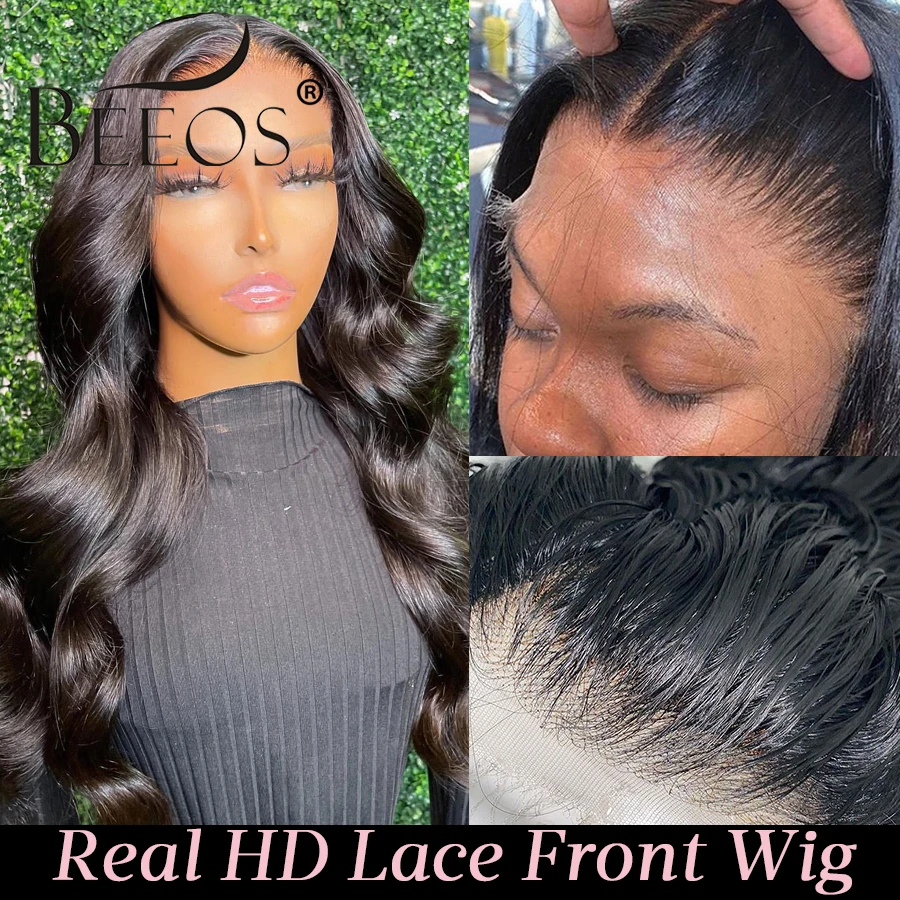36in Body Wave 13*6 Skinlike Real HD Lace Frontal Wig Pre plucked 13x4 HD Lace Full Front Human Hair Wigs For Women Brazilian