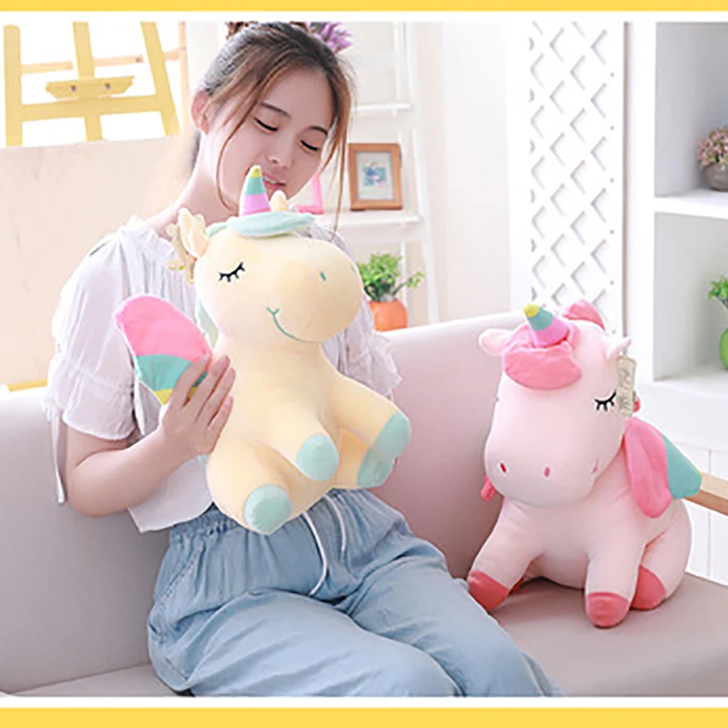 Kawaii Единорог, плюшевая игрушка, мягкая игрушка единорог, мягкие куклы 25-55 см, животные, лошадь, игрушки для детей, девочек, рождественские подарки на день рождения