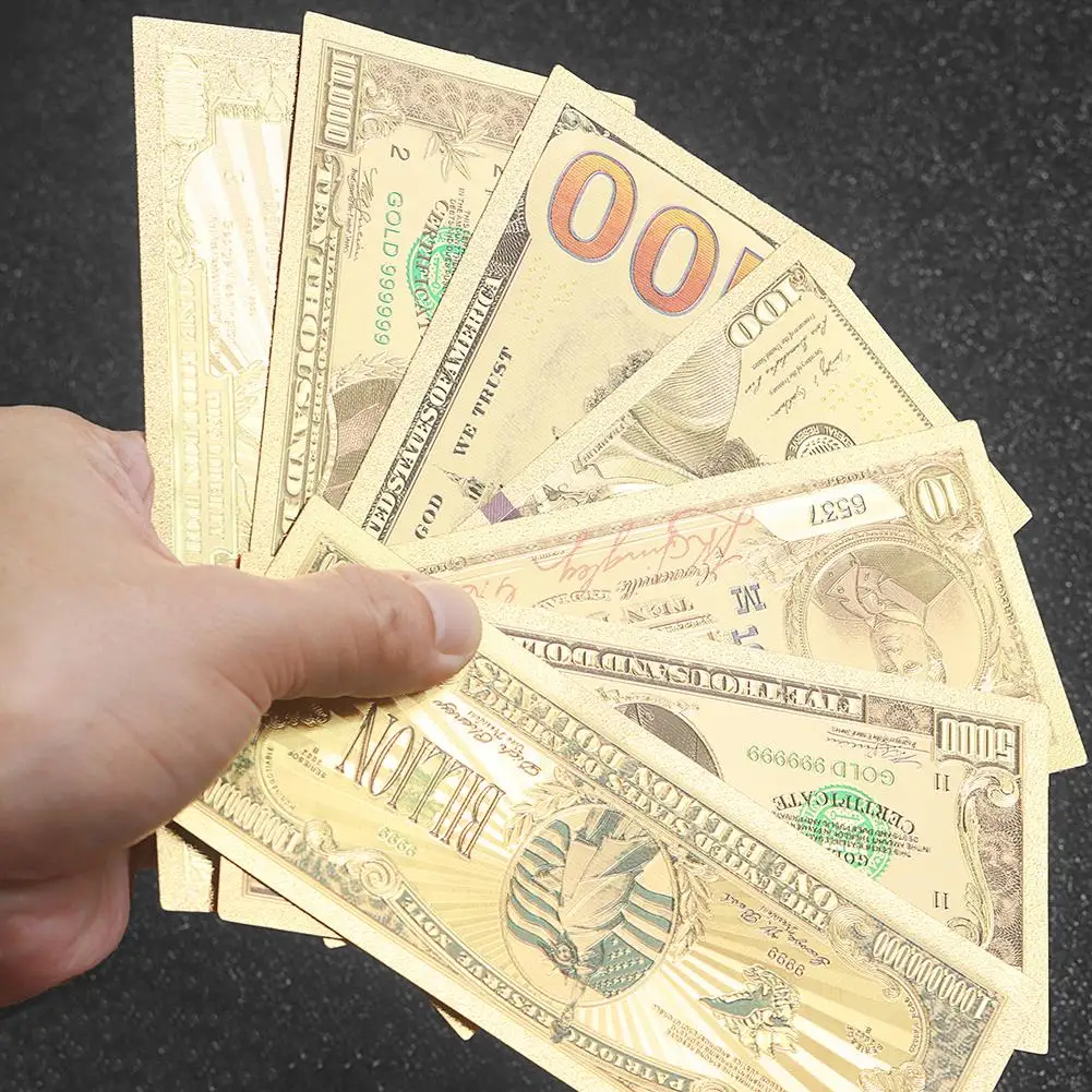 One Dollar Banknote in 24k Gold Wholesale Money With Plastic Frame For Christmas Card Paper Gifts Pack of 2pcs |