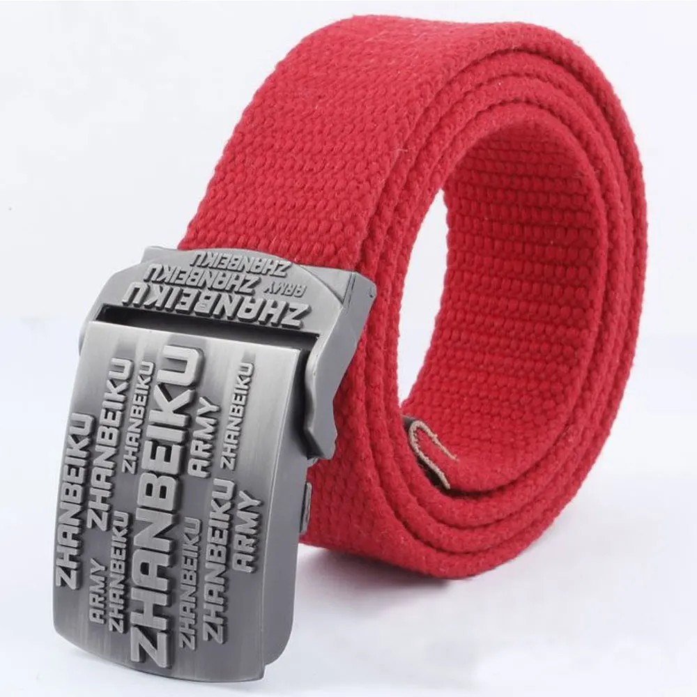 Style3 Red Мужской ремень, уплотненный холст, Нью-Йорк щит, ремни, военный пояс, армейский тактический ремень, высокое качество, ремень 110, 140 см, 10 цветов - Цвет: Style3 Red