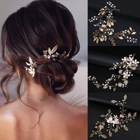 ruoshui woman elegant crystal pearl headband bridal floral fashion hair jewrly wedding hairband tiara crown hair accessories