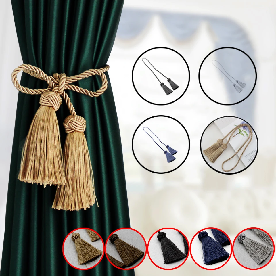 

1Pc Tassel Curtain Tieback Room Accessories Curtain Holder Buckle Rope Handmade Weave Tassel Fringe Bandage Home Decoration