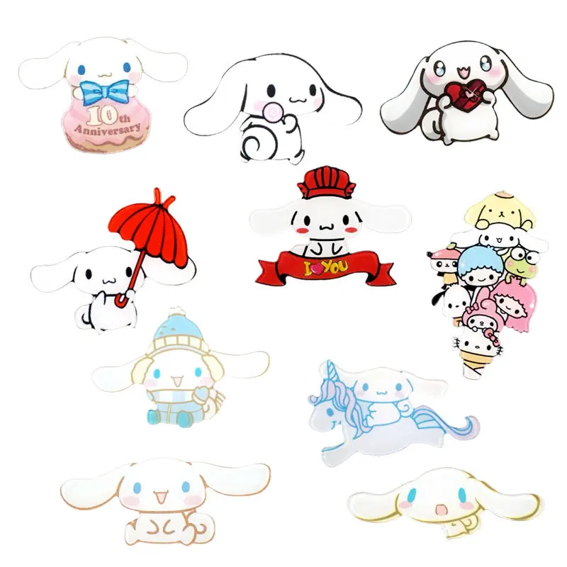 

3D KAWAII Sanriod Anime cartoon Series Cinnamorol Brooch sticker emblem Mobile Phone sticker Cute Baby Boy Girls Holiday Gift