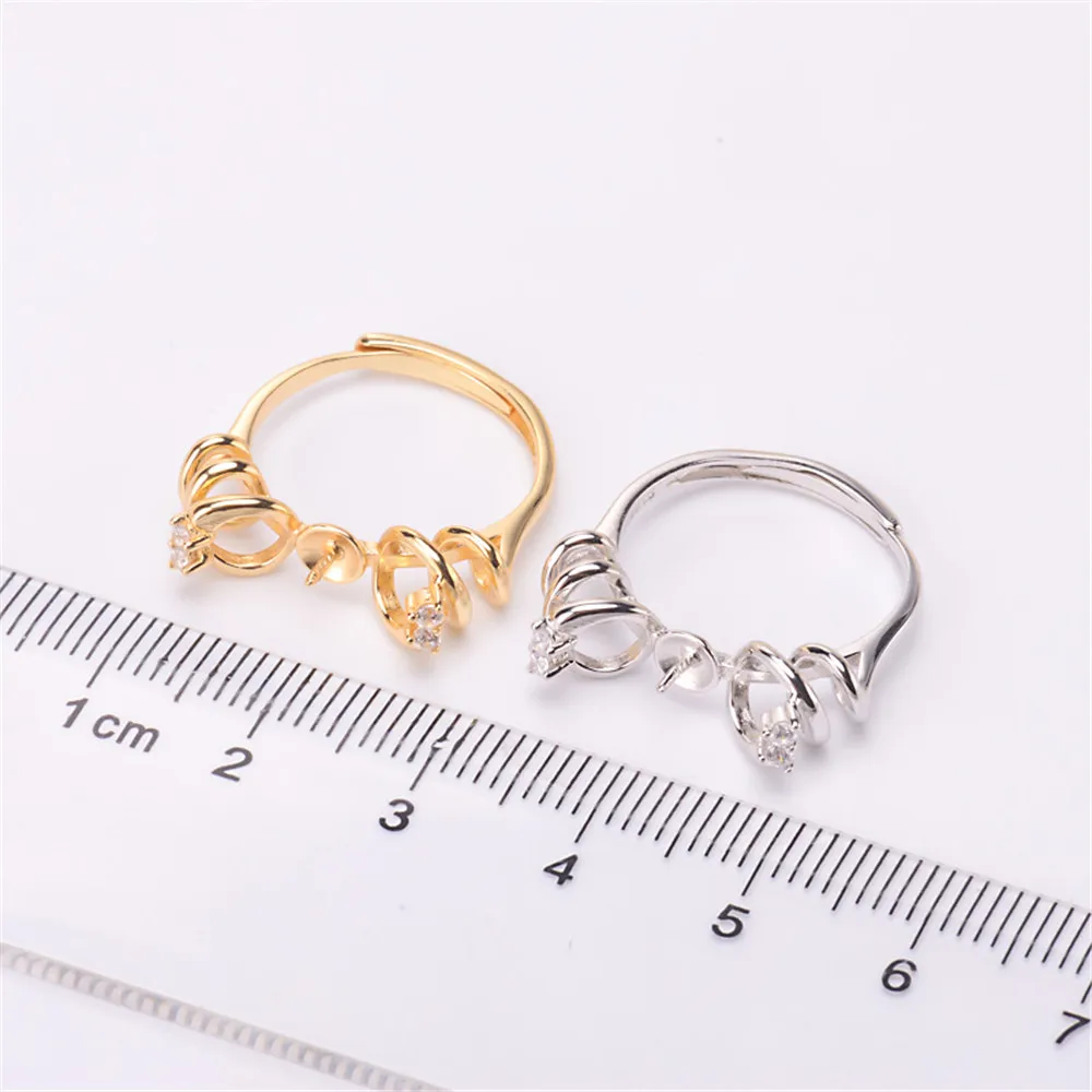 

Pearl Ring Settings, Fashionable Ring Findings, Adjustable Size 925 Silver Ring Jewelry DIY Making No Pearl
