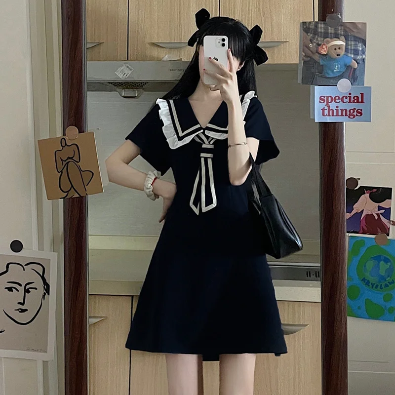 Темно синее сексуальное женское платье макси маленькое черное французское